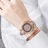 New Fashion Leather Strap Watch Women Quartz Watch Romantic Starry Sky Wrist Watch Bracelet Set for Women Gift Wrist Accessories