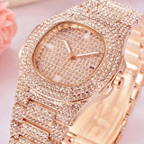 Mens Watches Fashion Luxury Diamond Brand Date Quartz Watch Men Gold Stainless Steel Business Watch Montres de Marque de Luxe