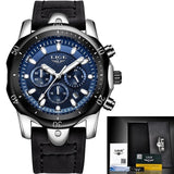 Relogio Masculino LIGE Luxury Quartz Watch for Men Blue Dial Watches Sports Watches Moon Phase Chronograph Mesh Belt Wrist Watch